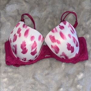 Modern Movement Fuchsia and White Patterned Bra Size 38B GUC